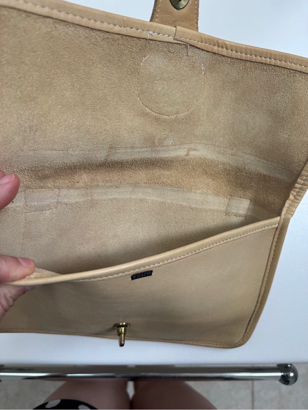 Vintage Coach Bonnie Cashin Double Turnlock Twin Clutch Shoulder Bag Rare Tan - Picture 8 of 13